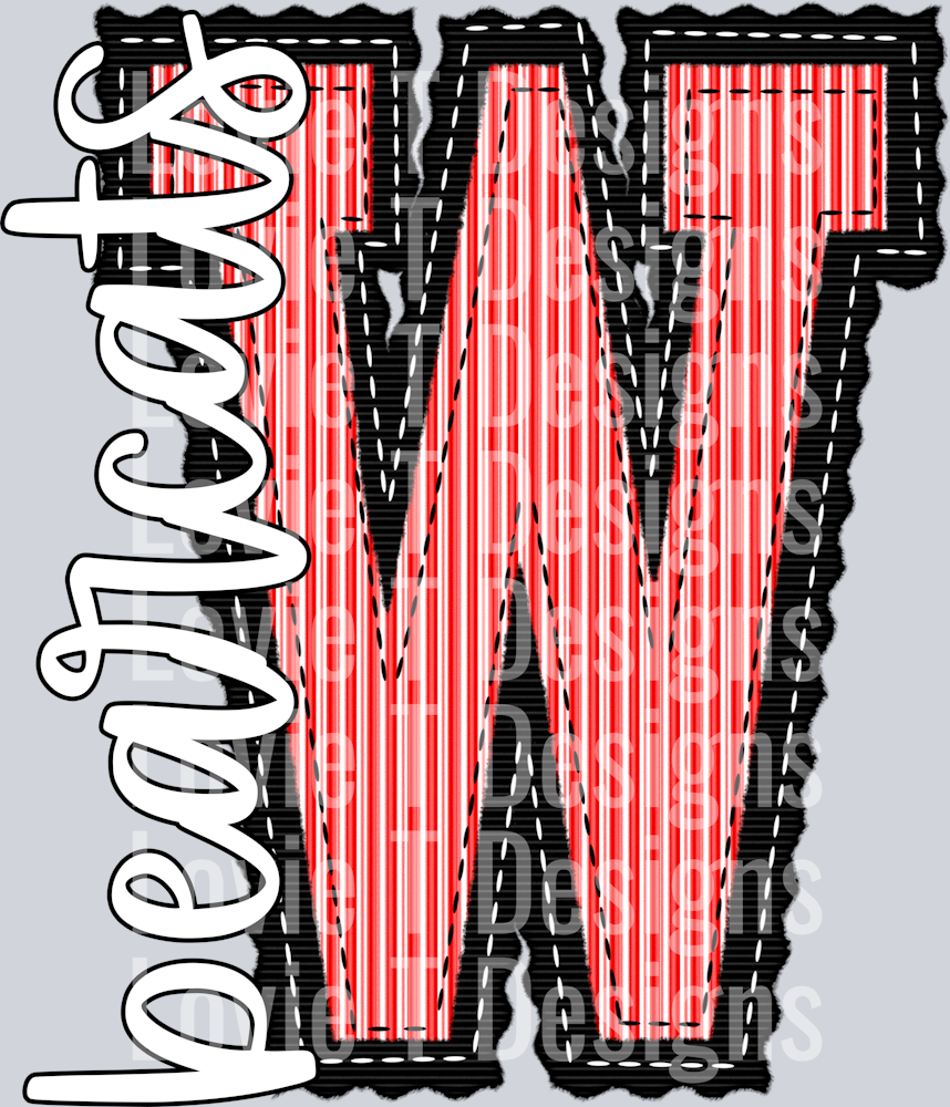 MASTER INITIAL W BLACK BASE RED TOP BEARCATS