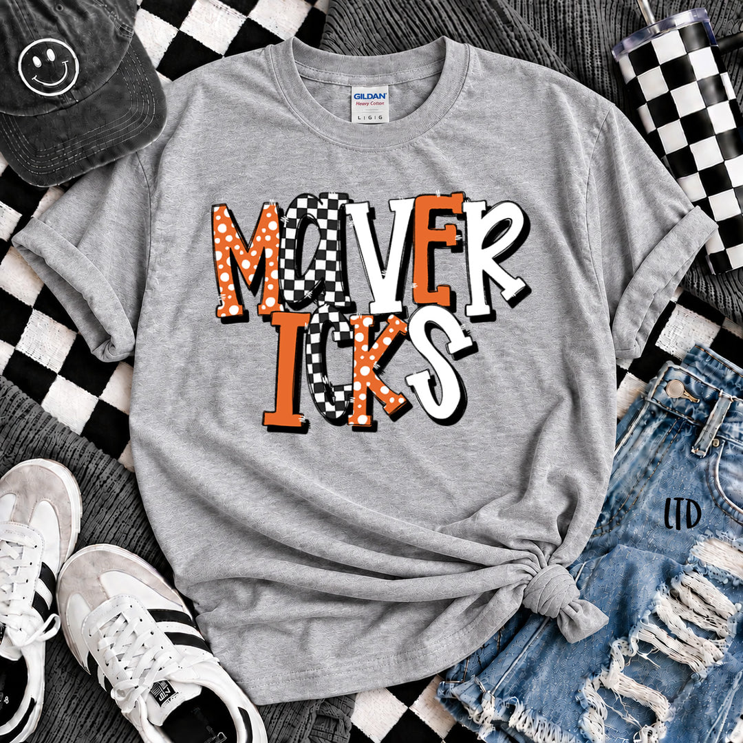 Mavericks Orange White Dot Dot Check Mix Mascots DTF transfer mockup