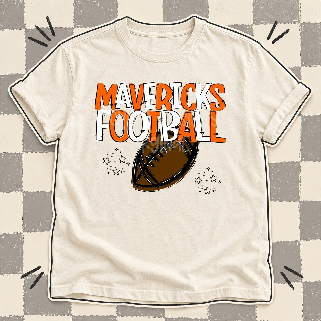 Team Go Football Mascots Mavericks Orange White design