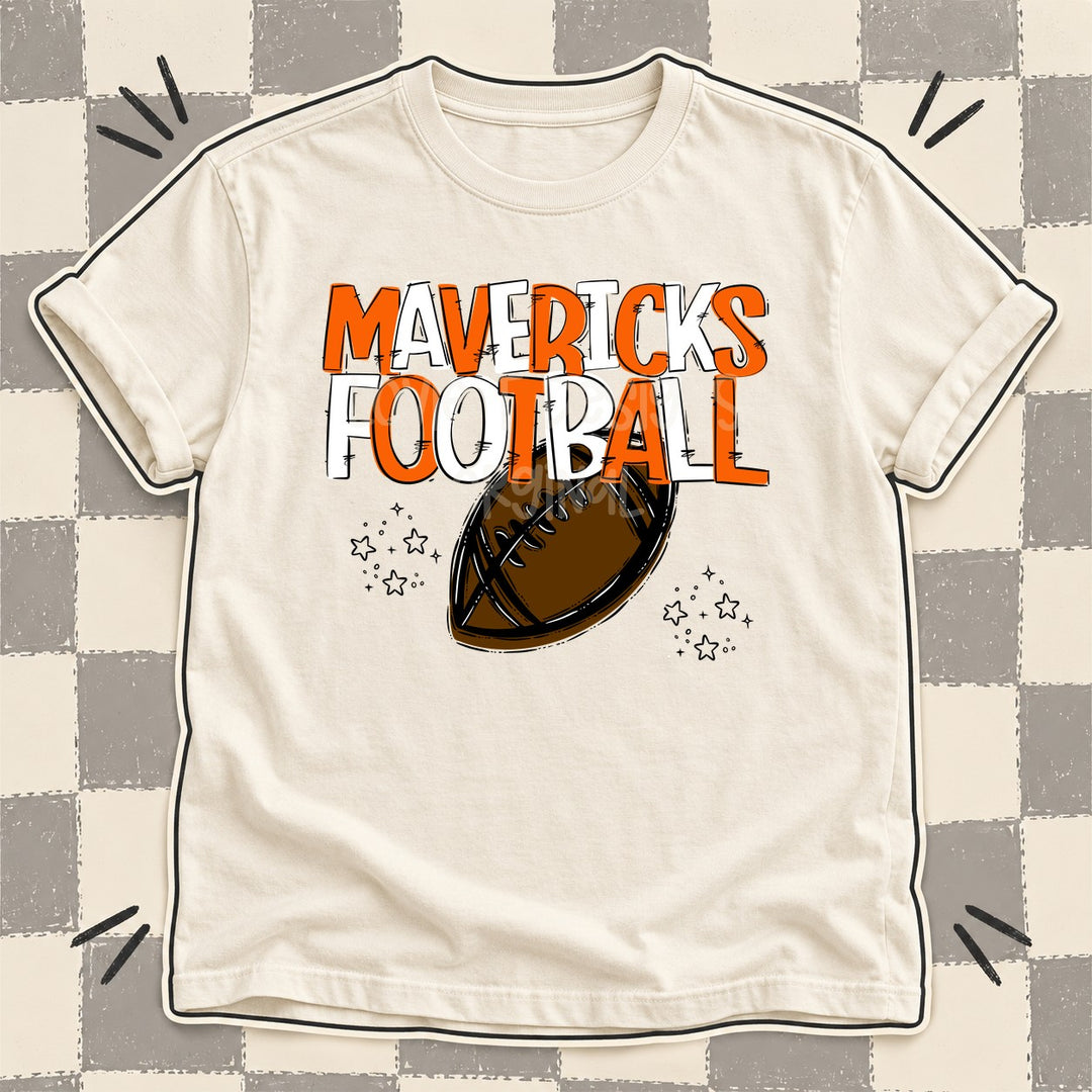 Mavericks Orange White Team Go Football Mascots DTF transfer mockup