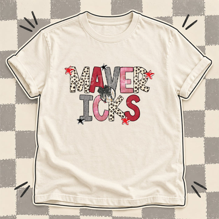 Mavericks Mixed Doodle Baseball Mascots – Stitched Ballpark DTF transfer mockup