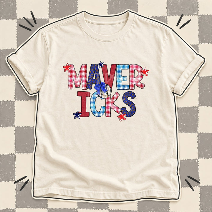 Mavericks Mixed Doodle Baseball Mascots – Red and Royal DTF transfer mockup