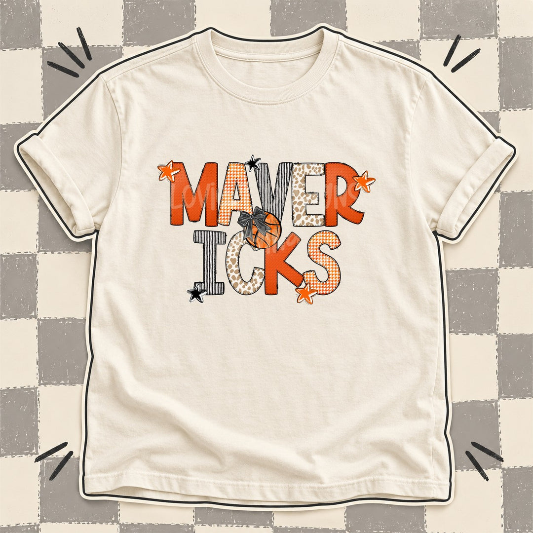 Mavericks Mixed Doodle Basketball Mascots – Hoops Houndstooth DTF transfer mockup