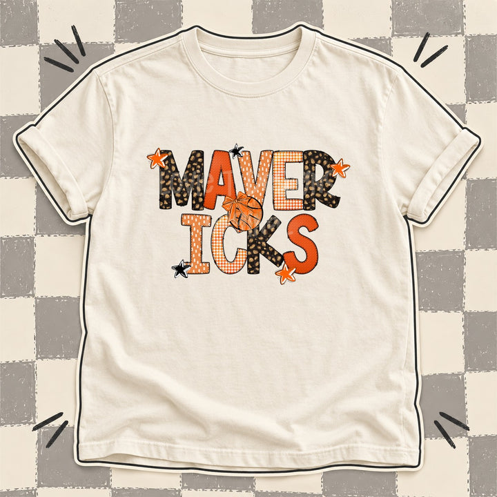 Mavericks Mixed Doodle Basketball Mascots – Leopard Court DTF transfer mockup