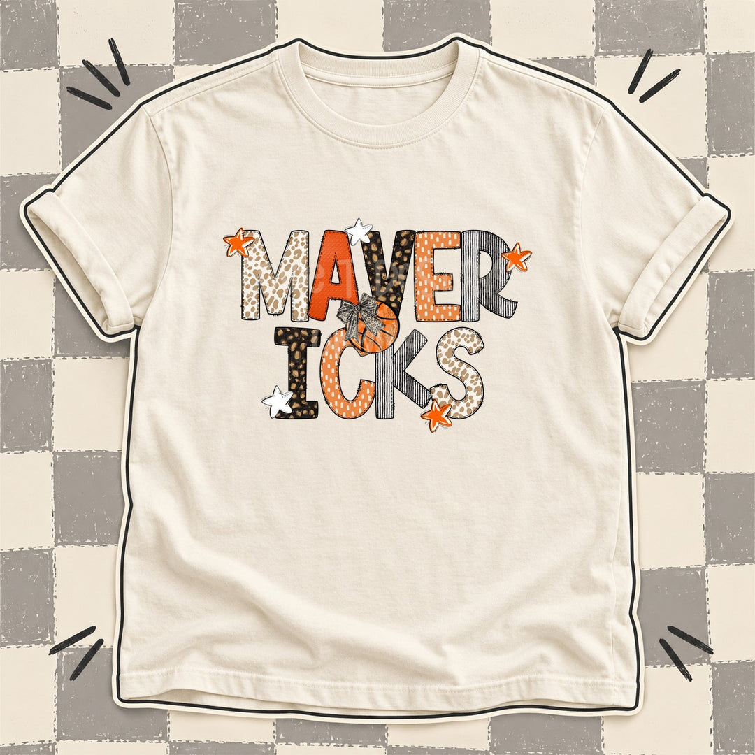 Mavericks Mixed Doodle Basketball Mascots – Orange and Brown DTF transfer mockup