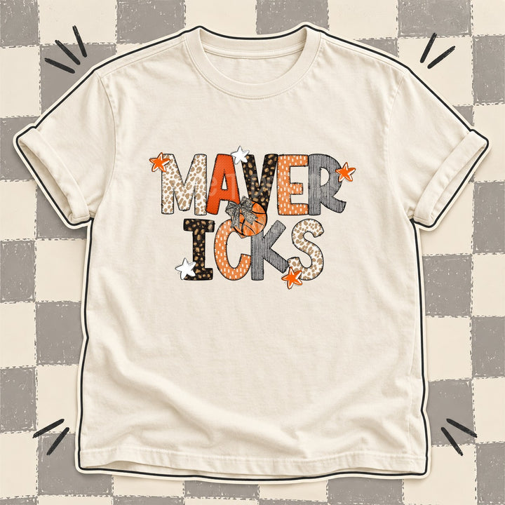 Mavericks Mixed Doodle Basketball Mascots – Orange and Brown DTF transfer mockup