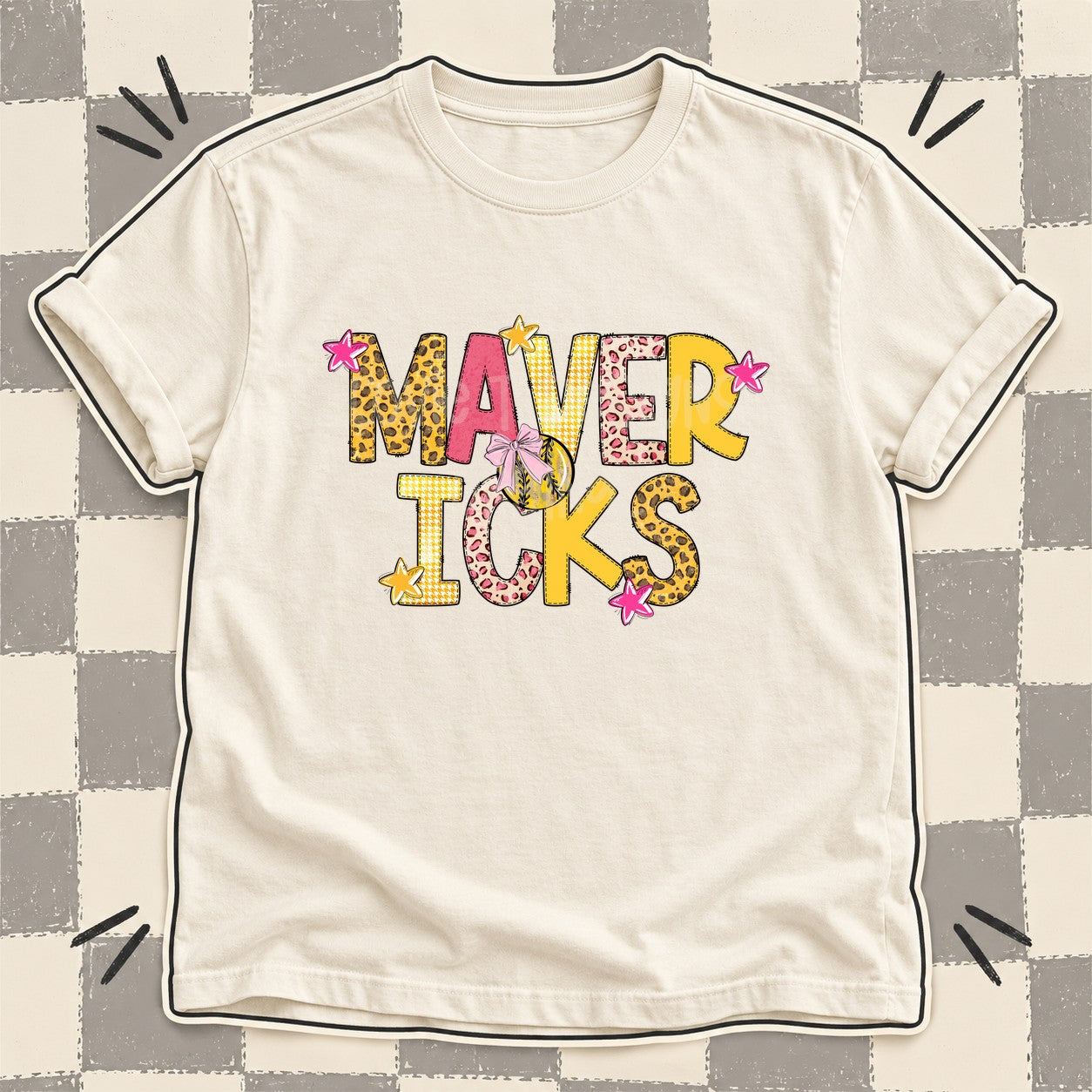 Mixed Doodle Softball Mascots – Sunshine Leopard Mavericks design
