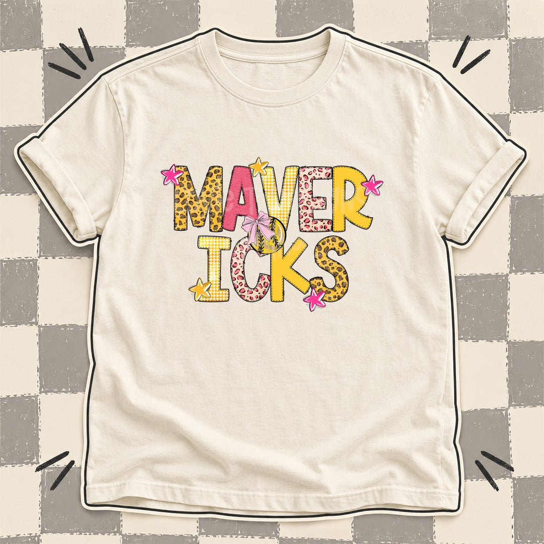 Mavericks Mixed Doodle Softball Mascots – Sunshine Leopard DTF transfer mockup