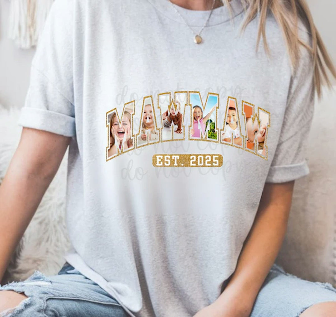 Mawmaw Est. Date Photo customizable DTF transfer mockup