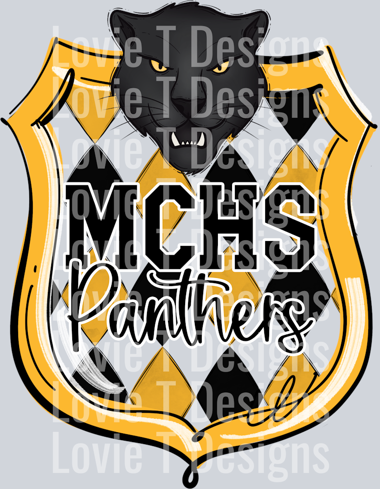 MCHS PANTHERS YELLOW GOLD SCHOOL CREST MASCOTS MASTER
