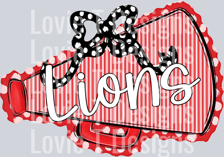 MEGAPHONES AND BOWS BLACK DOT BOW RED MEGAPHONE LIONS