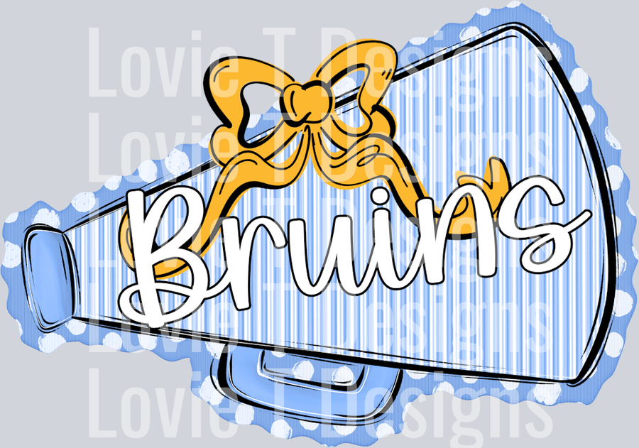 MEGAPHONES AND BOWS COLUMBIA BLUE AND YELLOW BOW BRUINS