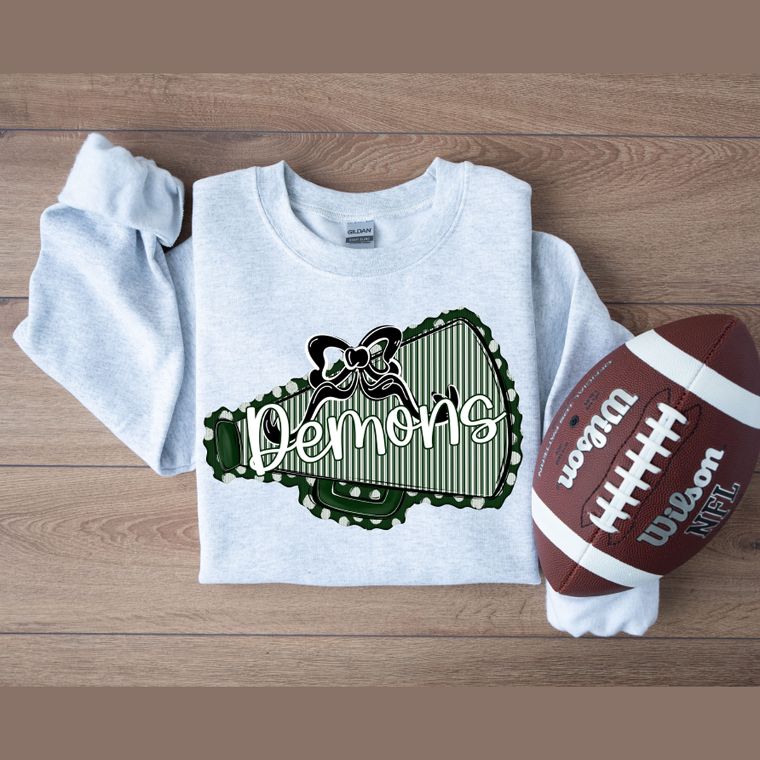 Megaphones and Bows Dark Green and Black Bow Demons – DTF Transfer