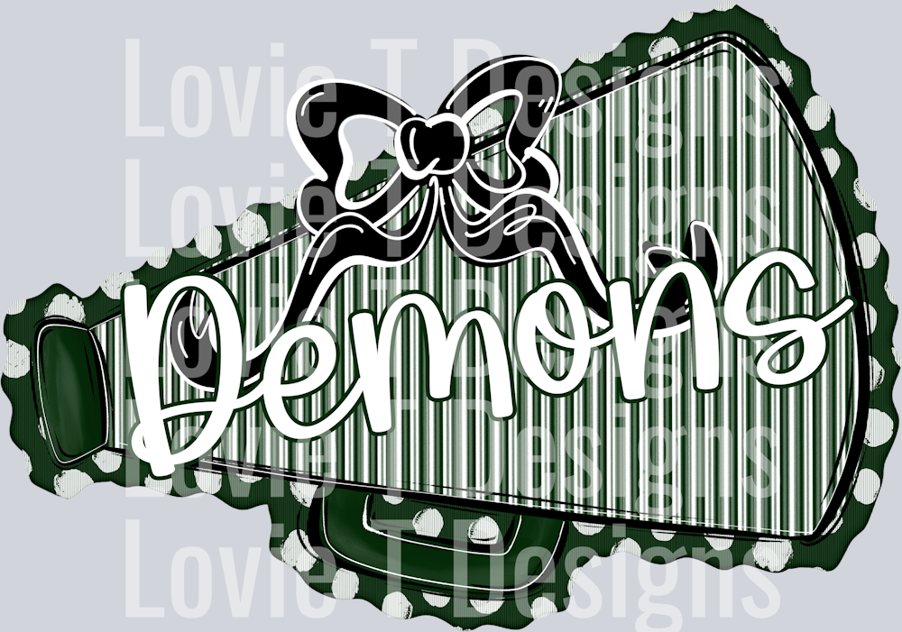 MEGAPHONES AND BOWS DARK GREEN AND BLACK BOW DEMONS