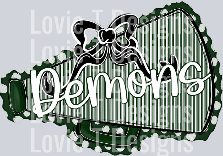 MEGAPHONES AND BOWS DARK GREEN AND BLACK BOW DEMONS