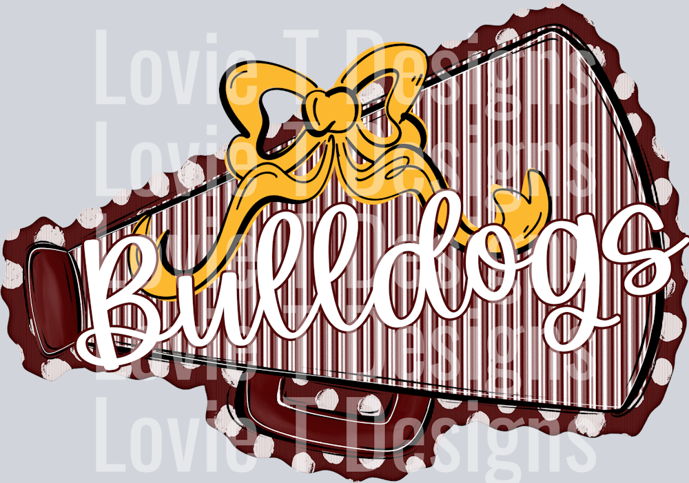 MEGAPHONES AND BOWS MAROON AND YELLOW BOW BULLDOGS