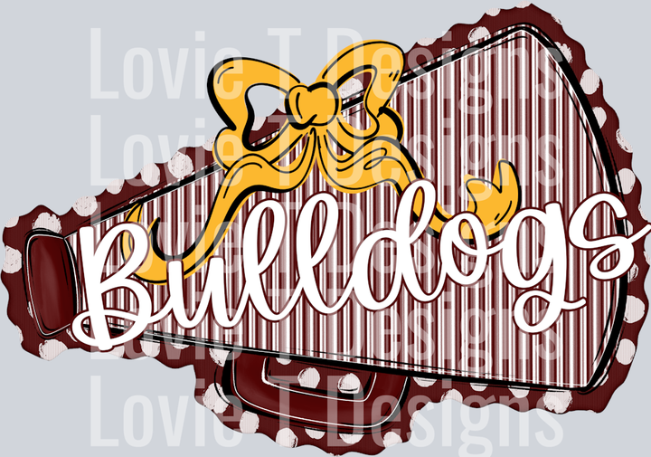 MEGAPHONES AND BOWS MAROON AND YELLOW BOW BULLDOGS