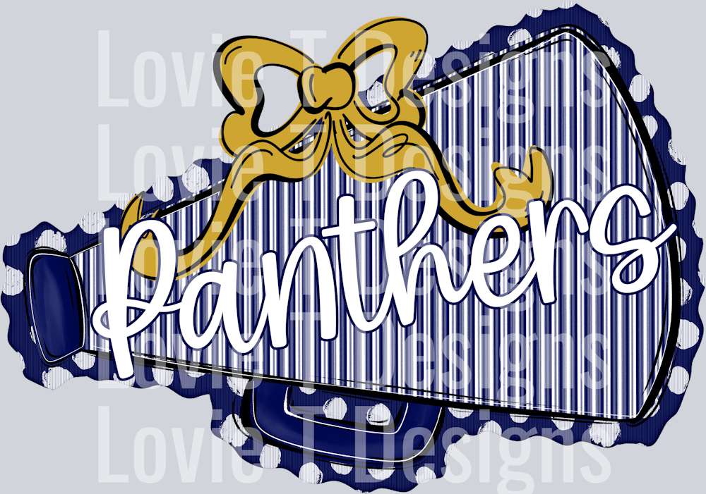 MEGAPHONES AND BOWS NAVY AND VEGAS GOLD BOW PANTHERS