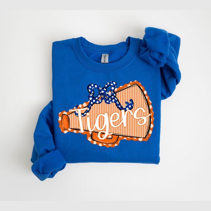 Megaphones and Bows Orange and Blue Dot Bow Tigers – DTF Transfer
