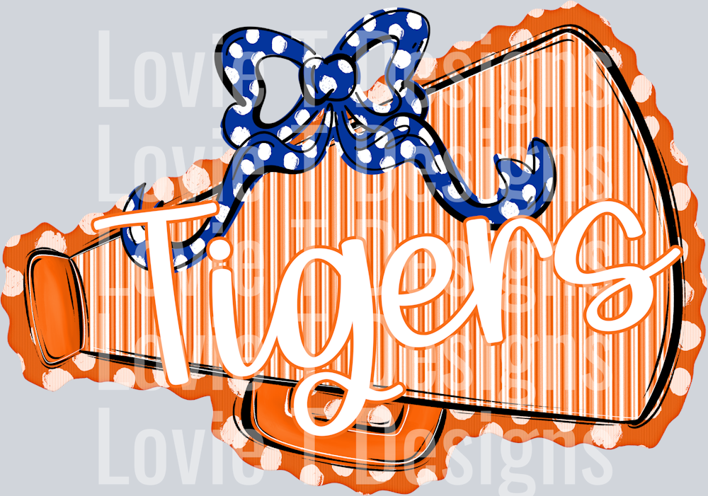 MEGAPHONES AND BOWS ORANGE AND BLUE DOT BOW TIGERS