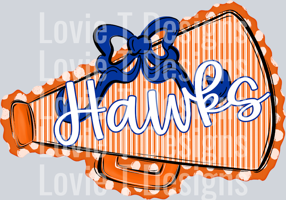 MEGAPHONES AND BOWS ORANGE AND ROYAL BOW HAWKS