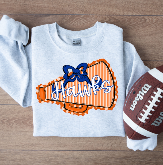 MEGAPHONES AND BOWS ORANGE AND ROYAL BOW HAWKS