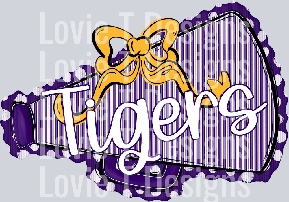 MEGAPHONES AND BOWS PURPLE AND YELLOW BOW TIGERS