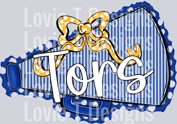 MEGAPHONES AND BOWS ROYAL WITH YELLOW DOT BOW TORS