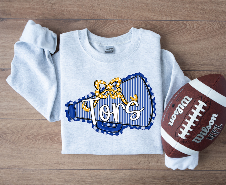 MEGAPHONES AND BOWS ROYAL WITH YELLOW DOT BOW TORS