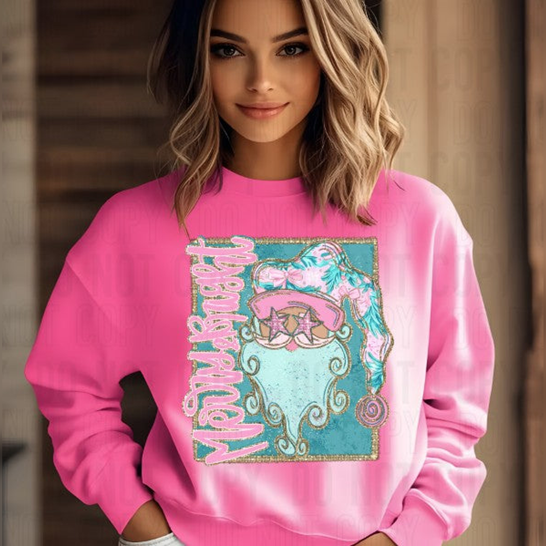 Merry and Bright Pastel Santa – DTF Transfer