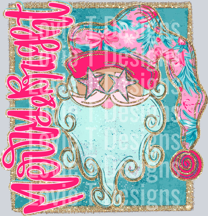 Merry and Bright Pink Santa