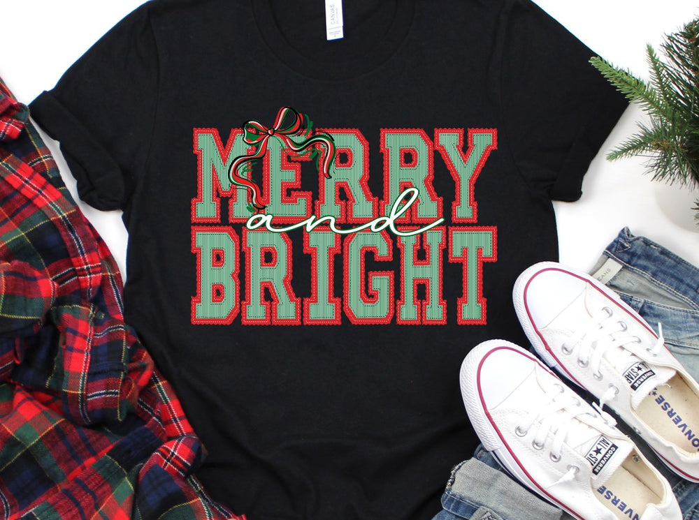 Merry and Bright Prepster DTF transfer design – image 1