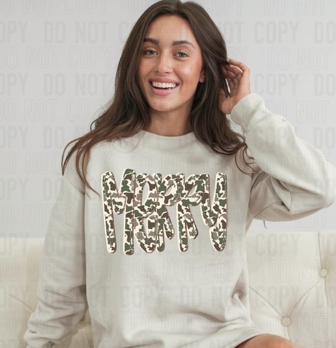 Merry Camo DTF transfer design – image 1