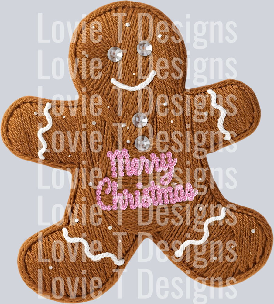 MERRY CHRISTMAS GINGERBREAD FAUX YARN