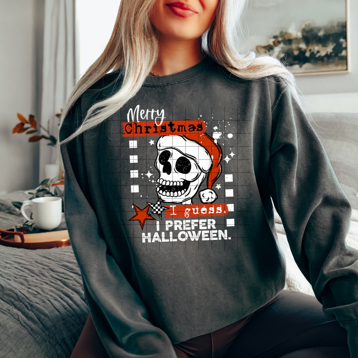 Merry Christmas I Guess Skellie White Text DTF transfer design – image 1