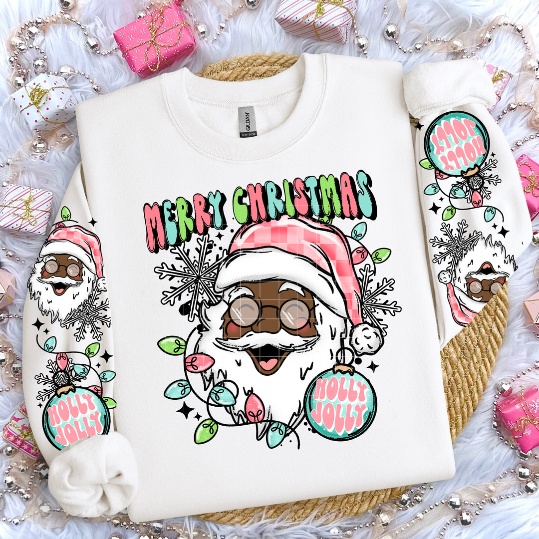 MERRY CHRISTMAS SANTA BROWN SKINTONE SLEEVES