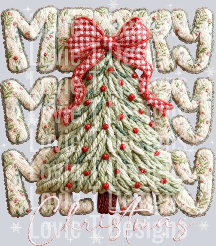 Merry Christmas Tree Faux Puff