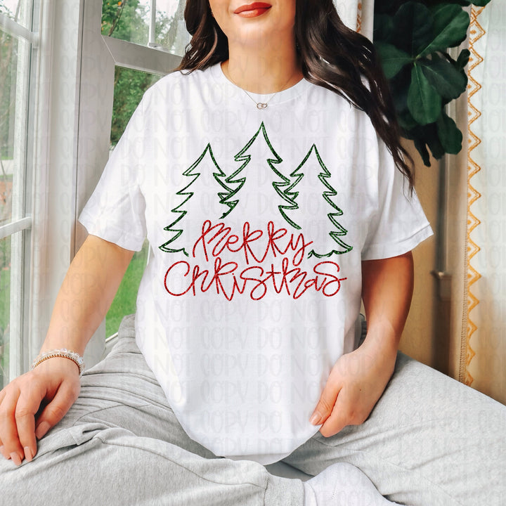 MERRY CHRISTMAS TREES SEQUINS