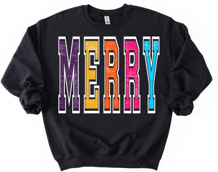 Merry Oversized Colorful DTF transfer design – image 1