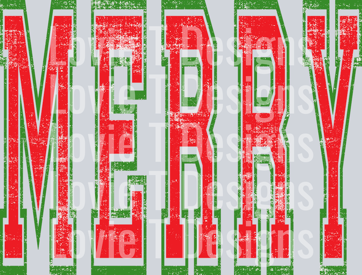 MERRY OVERSIZED RED AND GREEN OUTLINE