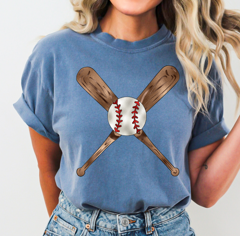 Metallic Baseball and Bats DTF transfer design
