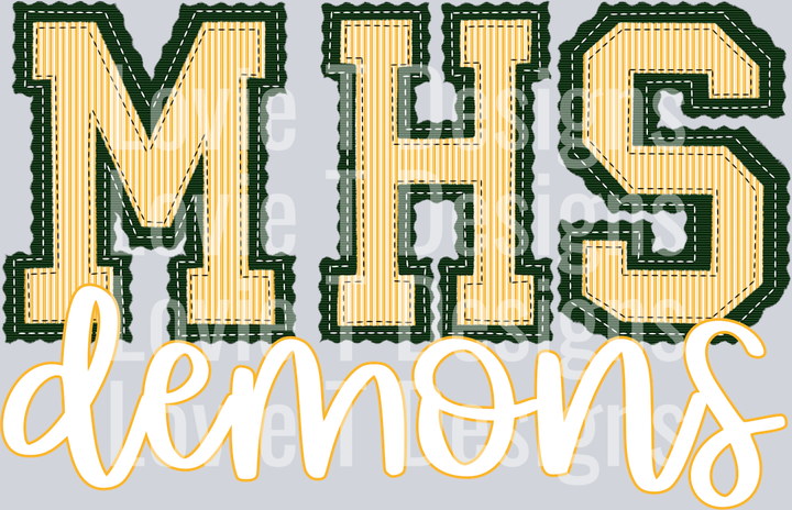 MHS DEMONS DARK GREEN BASE YELLOW TOP PREPSTER