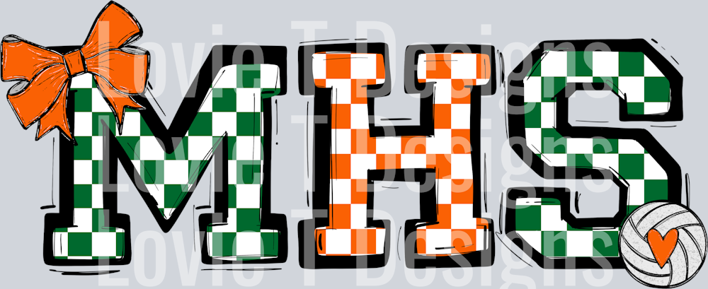 MHS GREEN AND ORANGE CHECK SO SPORTY VOLLEYBALL