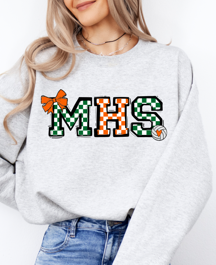 MHS GREEN AND ORANGE CHECK SO SPORTY VOLLEYBALL