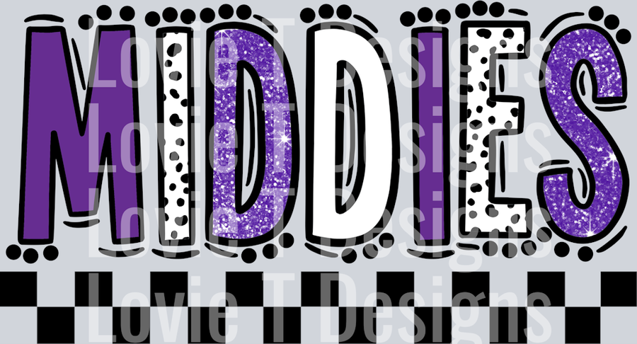 MIDDIES DOODLE DOT MASCOT PURPLE AND WHITE