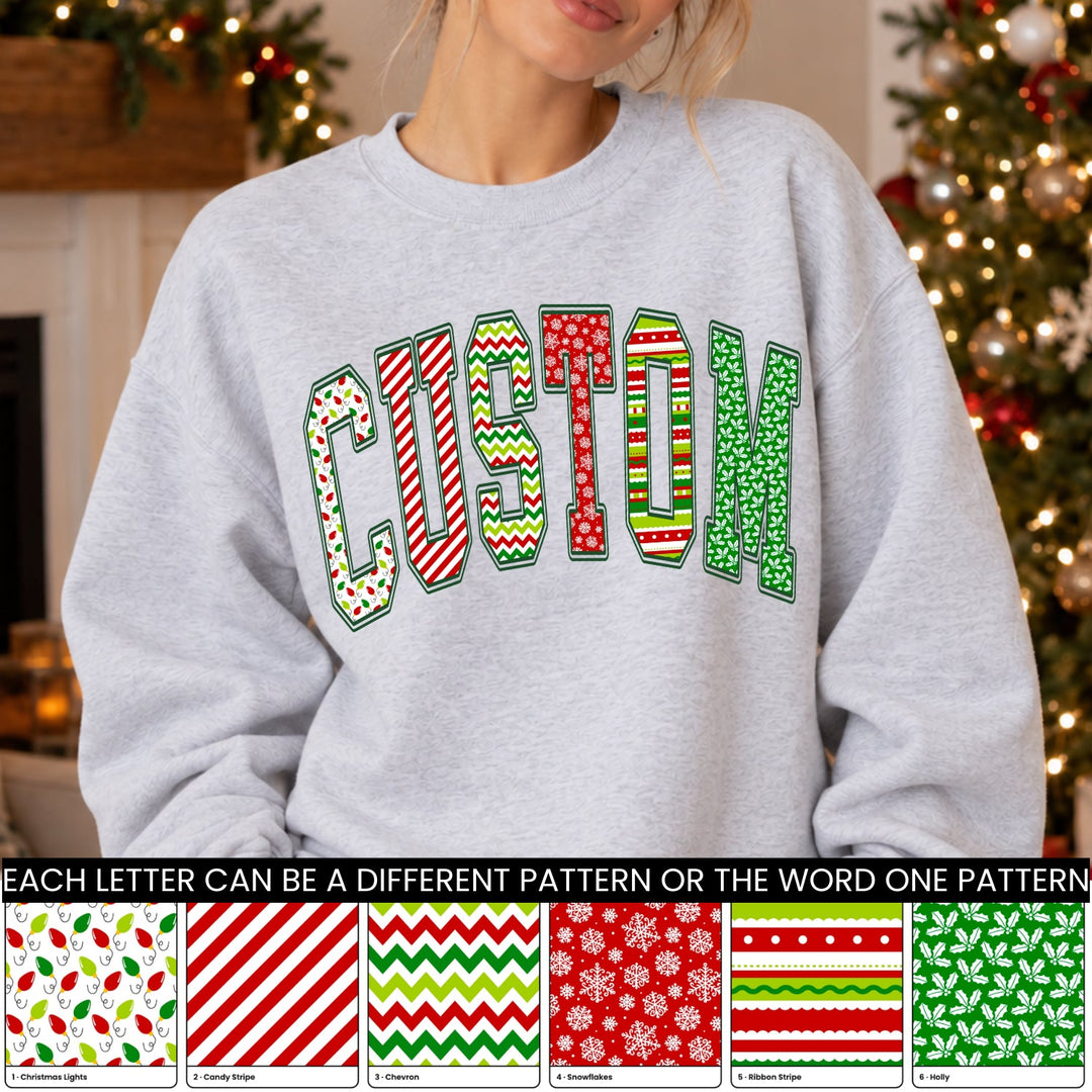 Traditional Christmas Collection Varsity Arch customizable DTF transfer mockup