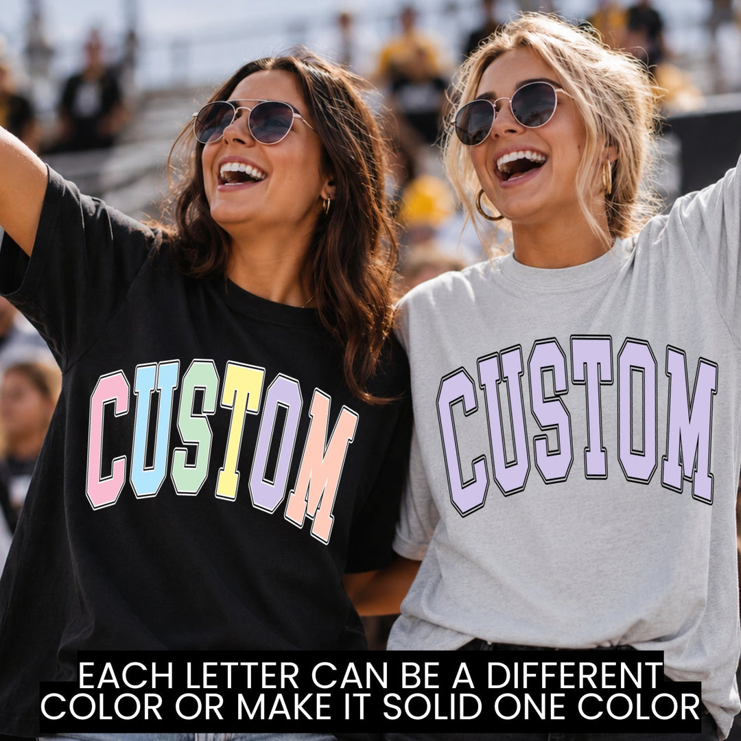 Solid Color Varsity Arch customizable DTF transfer mockup