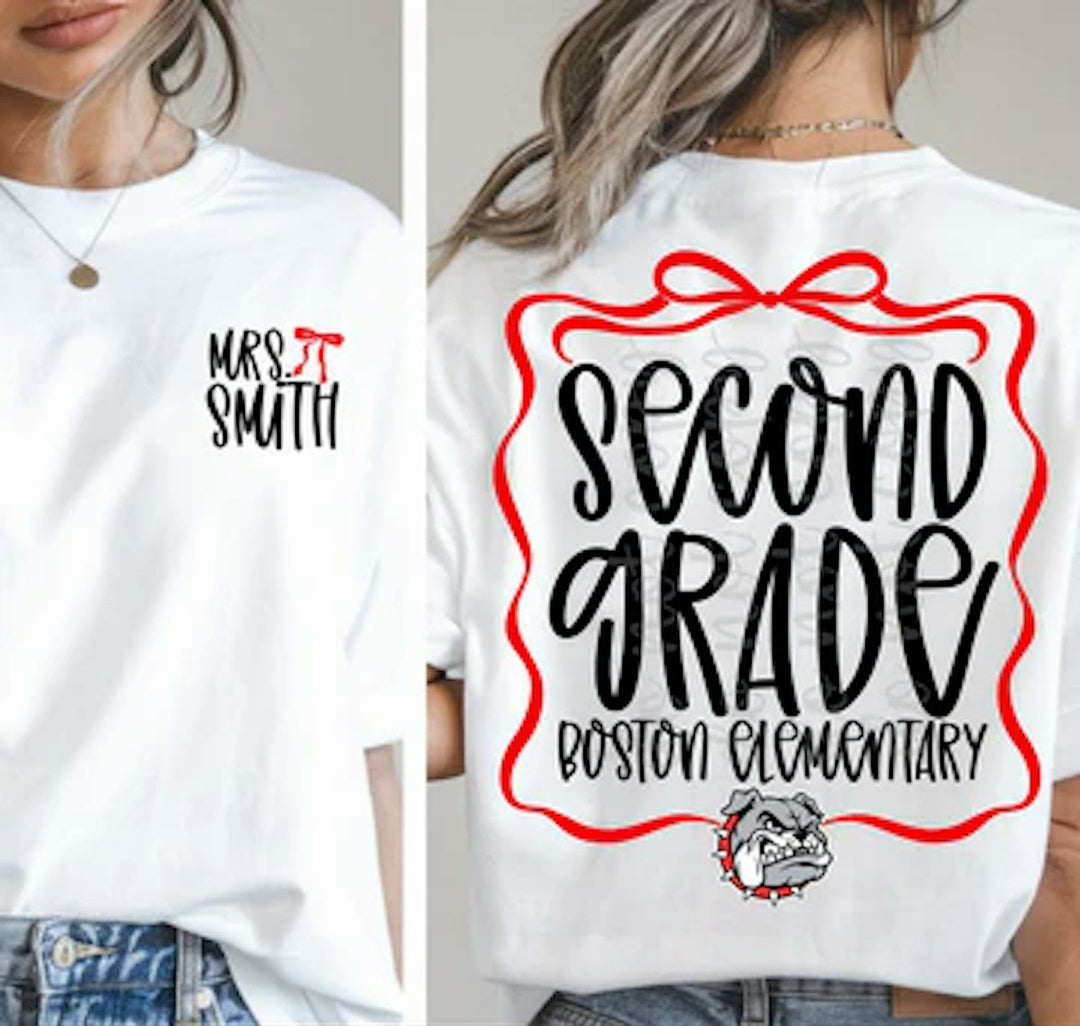Bow Custom Grade School Spirit customizable DTF transfer
