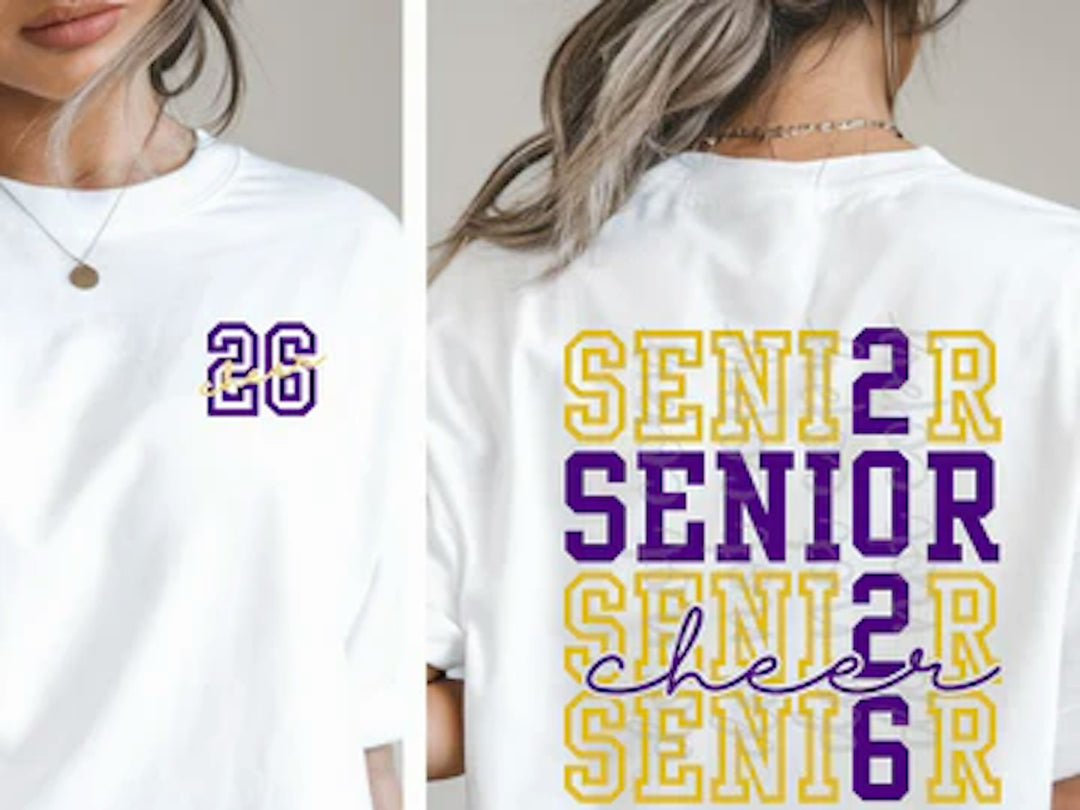 Senior Cheer Stacked customizable DTF transfer mockup