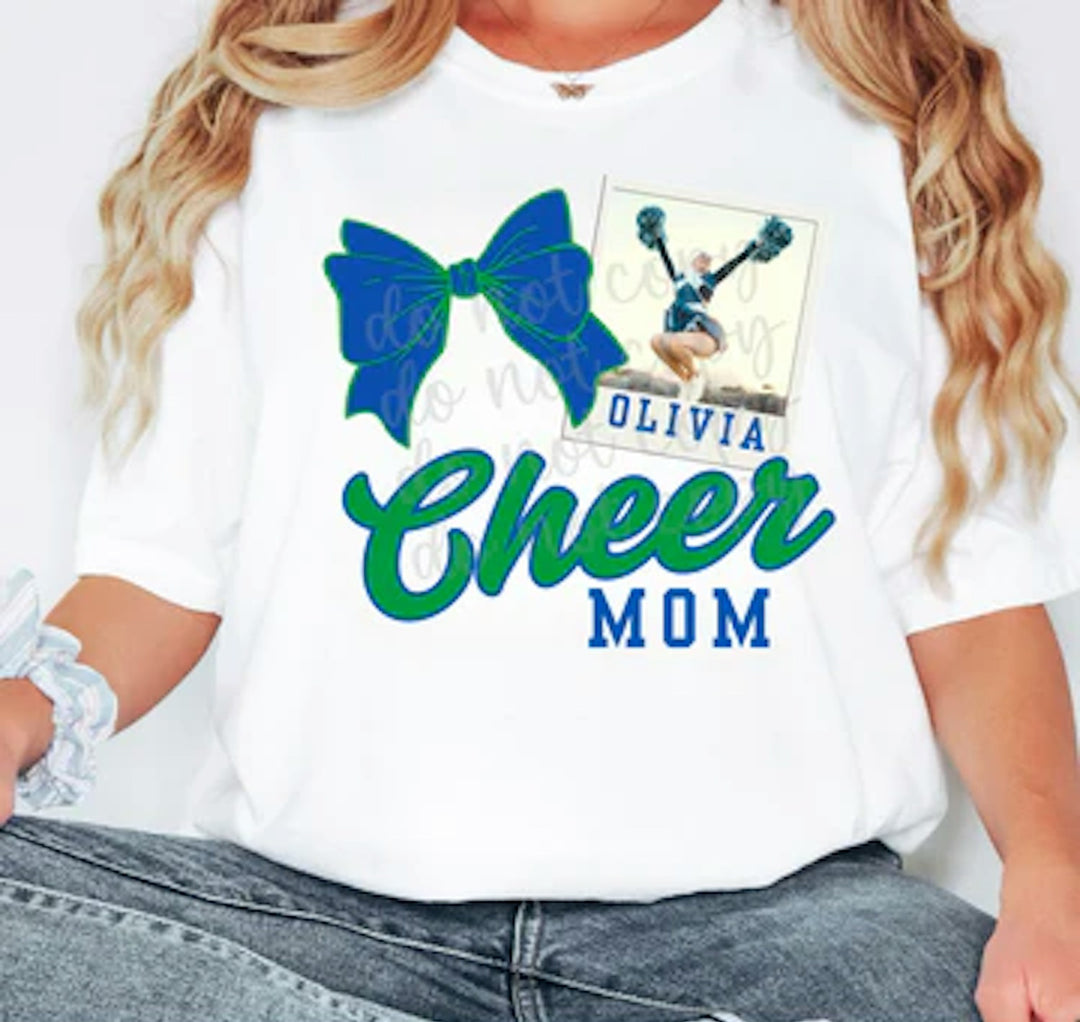 Cheer Mom Polaroid customizable DTF transfer mockup